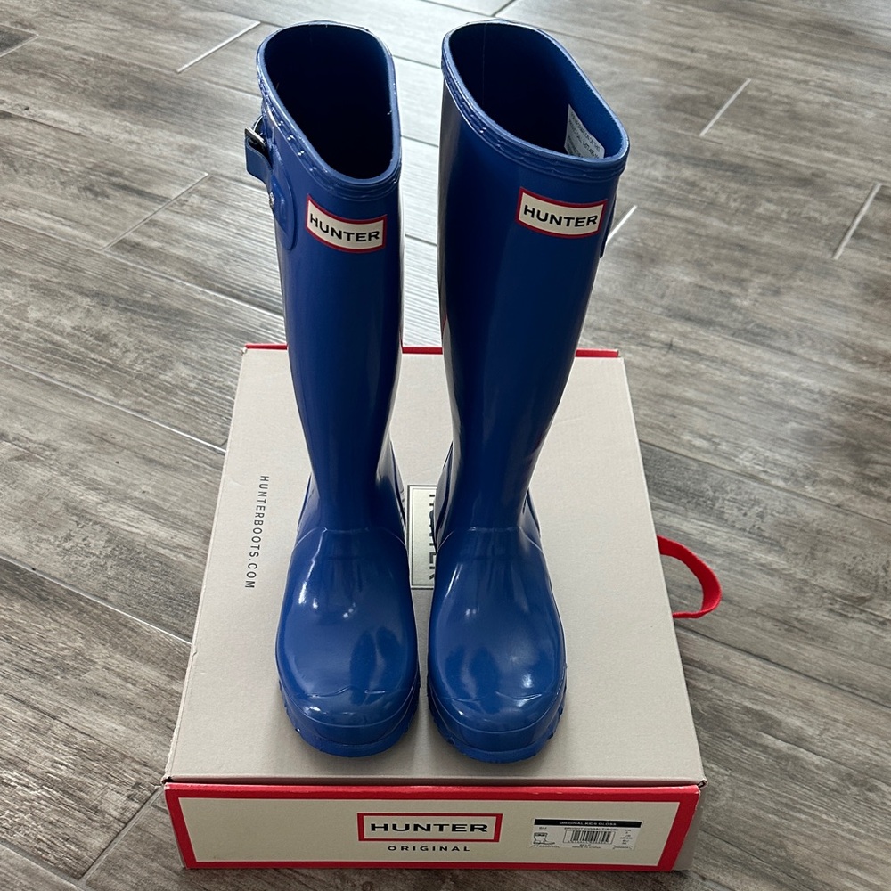 Hunter Gloss Tall Rain Boots Original Big Kids - Bright Cobalt (Retired Color)